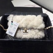 Chanel Shearling Lambskin Small Flap Bag AS1199 White 2019 Collection CE01721