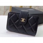 Chanel Small Card Holder 31522 Grained Calfskin Black CE01879