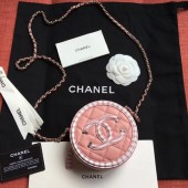 Chanel Striped Grained Calfskin CC Filigree Round Clutch With Chain Bag AP0365 Pink 2019 CE04106