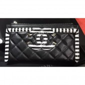 Chanel Striped Grained Calfskin CC Filigree Small Pouch Bag A81942 Black 2019 CE02669