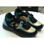Chanel Suede Calfskin Sneakers G34360 Fabric Black/Gold/Turquoise 2019 CE04055