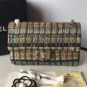 Chanel Tweed and Yarn Medium Flap Bag Gold/Blue 2019 Collection CE02341