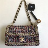 Chanel Tweed Chain Trim Medium Flap Bag Red/Blue 2019 Collection CE03341
