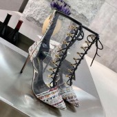 Chanel Tweed Transparent Lace-up High-Heel Short Boots Multicolor 2019 Collection CE03904