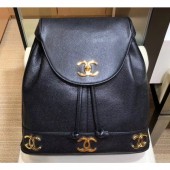 Chanel Vintage CC Logo Flap Backpack Bag Black 2019 CE01774