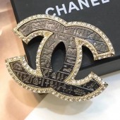 Chanel Vintage Textured Crystal Trim CC Brooch Black 2019 Collection CE03212