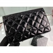 Chanel Wallet On Chain WOC Bag in Patent Leather Black/Silver CE01251