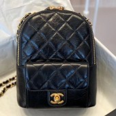 Chanel Waxed Vintage Quilted Leather Backpack AS0601 Black 2019 Collection CE01500