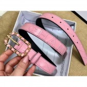 Chanel Width 2.5cm Chain Buckle Quilting Leather Belt Pink Belt CE00957
