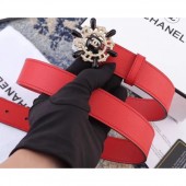 Chanel Width 3cm Crystal and Pearl Flower Buckle Leather Belt Red CE04005