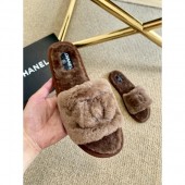 Chanel Wool Flat Sandals Brown 2020 CE01917