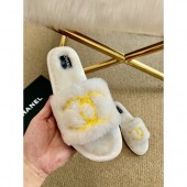 Chanel Wool Flat Sandals White/Gold 2020 CE00729