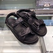 Cheap Chanel Quilted Strap Flat Sandals G3445 Black 2020 Collection CE01470