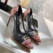 Cheap Chanel Tweed Transparent Lace-up High-Heel Pumps Red 2019 Collection CE01226