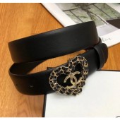 Cheap Chanel Width 3cm Calfskin Belt With Gold Heart Buckle Black 2020 Collection CE04246