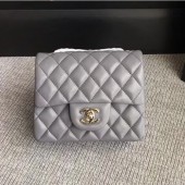 Cheap Replica Chanel Classic Flap Mini Bag A1115 in Lambskin Leather Grey with Silver Hardware CE02780