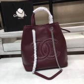 Copy Best Chanel Calfskin & silver-Tone Metal 80761 Burgundy CE03687