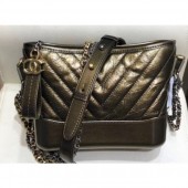 Copy Chanel Glittered Aged Calfskin Gabrielle Small Hobo Bag A91810 Chevron Gold 2019 CE00930