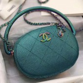 Copy Chanel Grained Metallic Lambskin and Rainbow Metal Camera Case AS0764 Blue 2019 Collection CE01996