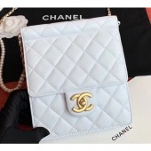 Copy Chanel Lambskin with Imitation Pearls Mini Flap Bag AS0580 White 2019 CE03119