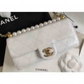 Copy Chanel Logo Chain Pearl Clutch with Chain Bag AP1001 White 2020 CE01153