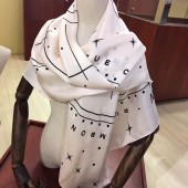 Copy Chanel Silk Twill Star Print Square Scarf 110x110cm White 2020 Collection Scarf CE01477