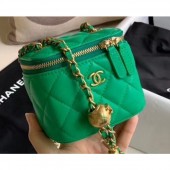 Copy Designer Chanel Pearl on Chain Small Classic Box with Chain Bag AP1447 Green 2020 CE03795
