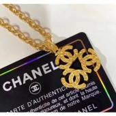 Designer Chanel Three CC Pendant Necklace Gold 2019 Collection CE00739