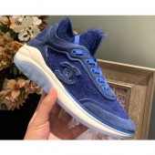 Designer Knockoff Chanel Fabric Suede Calfskin and TPU Sneakers G35202 Blue 2019 CE01944