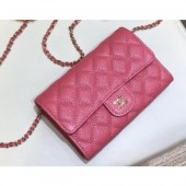 Fake Best Chanel Classic Clutch with Chain WOC Bag A84512 Grained Calfskin Pink/Gold 2018 CE00721