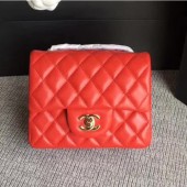 Fake Best Chanel Classic Flap Mini Bag A1115 in Lambskin Leather Red with Golden Hardware CE03638