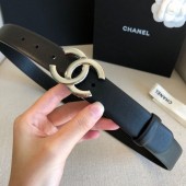 Fake Chanel Reversible Calfskin Belt 30mm with CC Buckle Black/Silver Collection CE00979