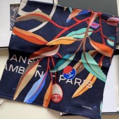 Fake Chanel Silk Twill Square Scarf 90x90 AA6509 Navy Blue 2020 Collection CE01182