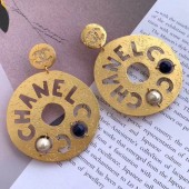 Fake Imitation Chanel Cut Out Chanel Logo Short Earrings Gold AB1602 2019 Collection CE00575