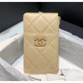Fake Top Chanel 19 Phone and Card Holder in Lambskin AP1182 Apricot 2020 Collection CE03301