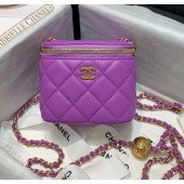 Fake Top Chanel Lambskin Small Classic Box with Chain And Gold Metal Ball AP1447 Purple 2020 Collection CE04017
