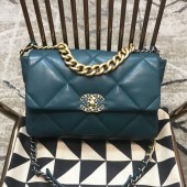 Fashion Fake Chanel 19 Large Quilted Goatskin Flap Bag AS1161 Green 2019 Collection CE03327