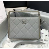 Fashion Replica Chanel Lambskin & Silver-Tone Metal Clutch AS1732 Grey 2020 Collection CE02182
