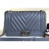 High Quality Chanel Caviar Leather Chevron Boy Flap Medium Bag Gray/Silver CE01409