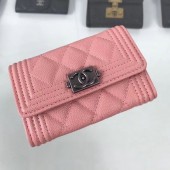 Hot Chanel Grained Leather Small Flap Boy Wallet A80603 Pink 2019 Collection CE00781