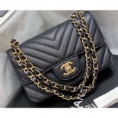 Imitation AAAAA Chanel Original Quality Small Classic Flap Bag 1116 in Caviar Leather Chevron Black with Gold Hardware CE02769