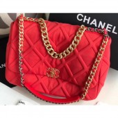 Imitation Chanel 19 Maxi Jersey Flap Bag AS1162 Red 2020 CE02091