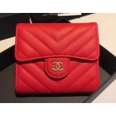 Imitation Chanel Chevron Small Flap Wallet Red 2018 CE01273