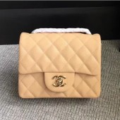 Imitation Chanel Classic Flap Mini Bag A1115 in Caviar Leather Apricot with Golden Hardware CE00802