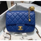 Imitation Chanel Lambskin & Gold-Tone Metal Flap Bag AS1786 Blue 2020 Collection CE01781