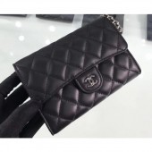 Imitation Chanel Lambskin Classic Clutch with Chain Bag A84512 Black/Silver CE01371