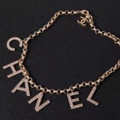 Imitation Chanel Lettering Necklace AB1361 Gold/Crystal 2019 Collection CE02940