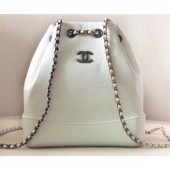 Imitation Chanel Metallic Crocodile Embossed Gabrielle Small Backpack Bag A94485 White 2019 CE02208