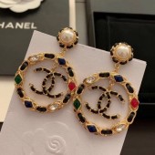 Imitation Chanel Stone Leather Chain Hoop Pendant Earrings AB3061 2019 Collection CE03357