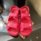 Imitation Chanel Strap Flat Sandals Red 2020 Collection CE02358